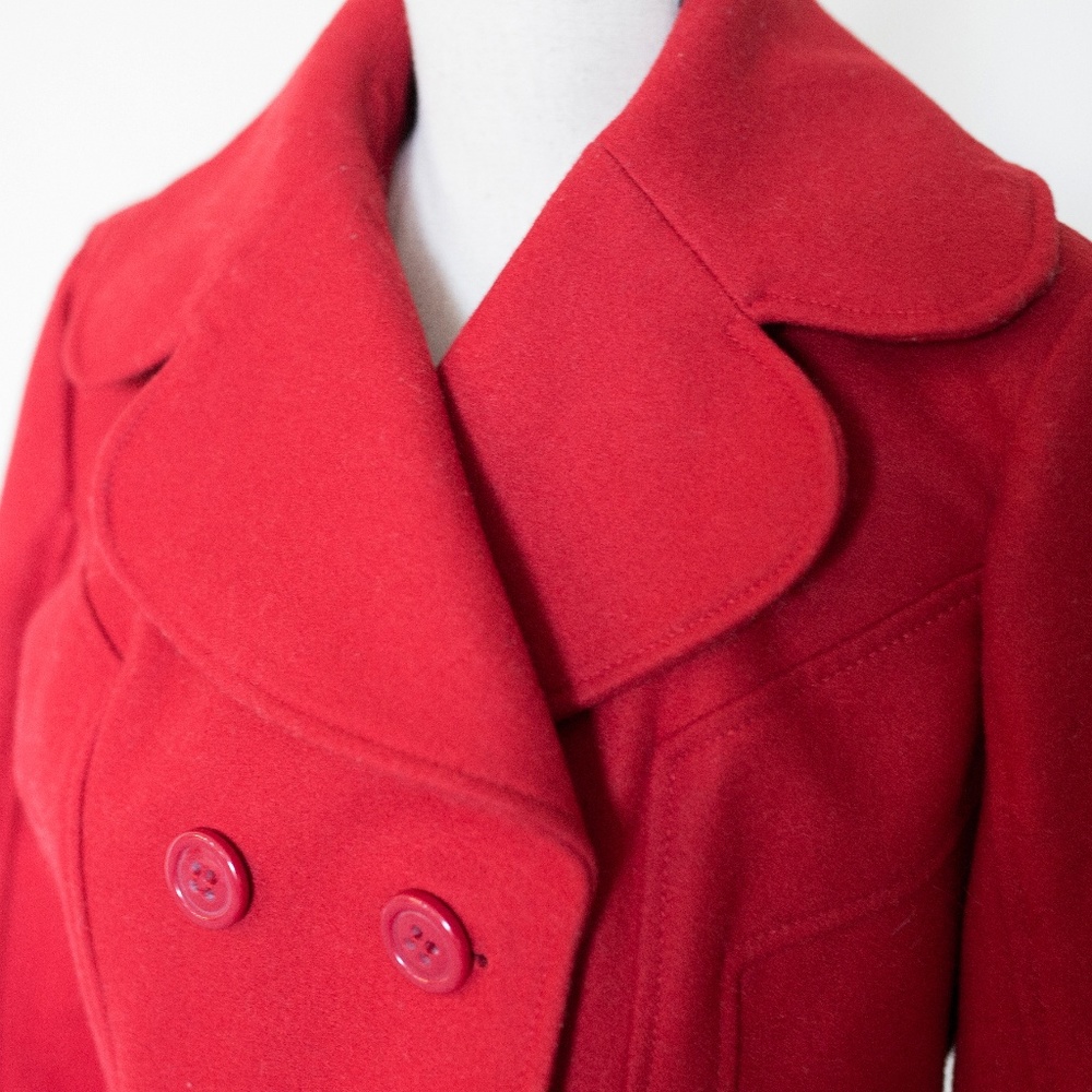Guess Wool Pea Coat Red